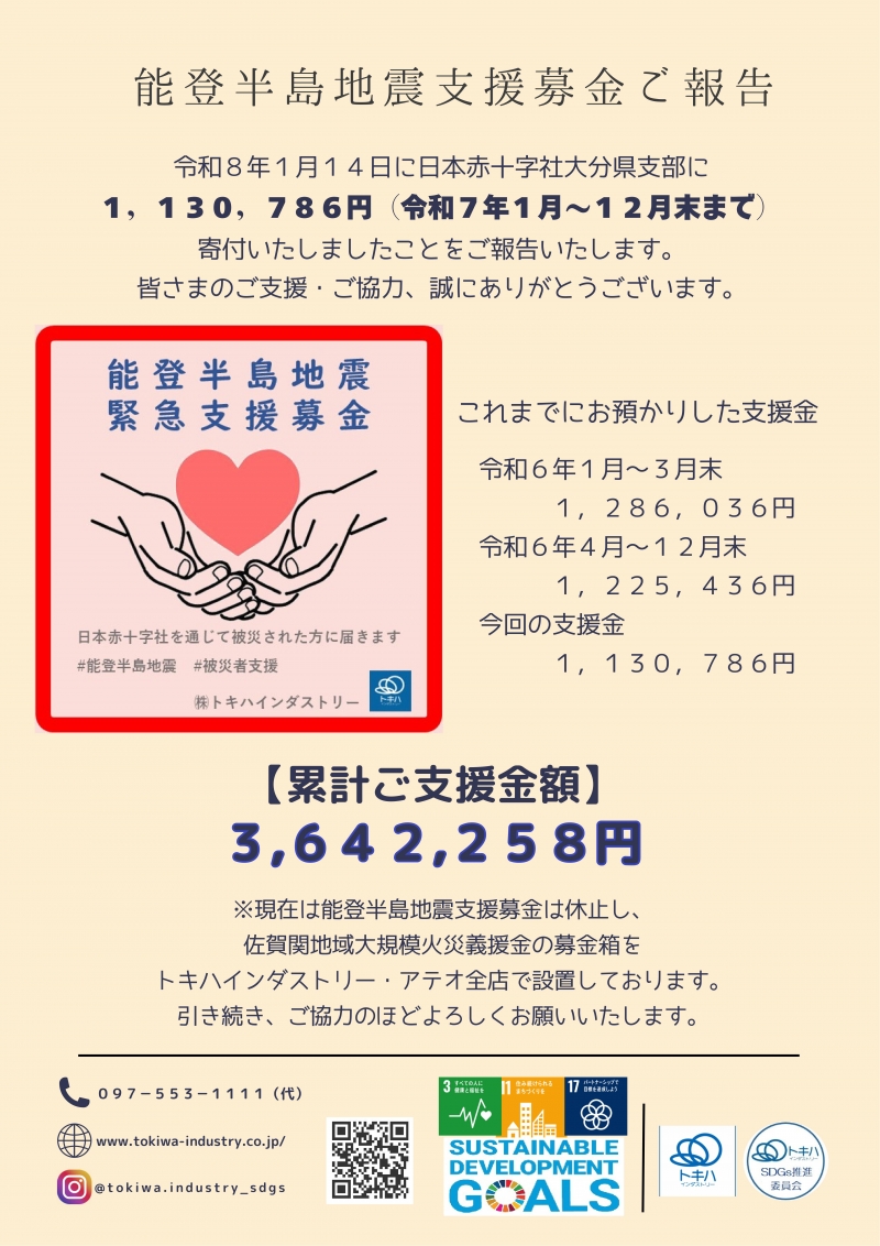 能登半島地震支援 募金報告